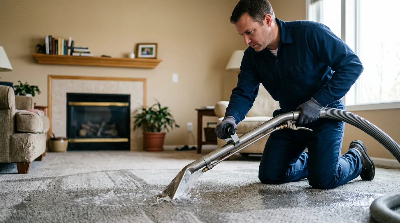 Water damage restoration technician working near Armstrong Creek, WI